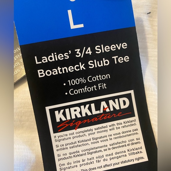 Kirkland Signature White 3/4 Length Sleeved Slub Tee Size L NWT - Picture 5 of 5